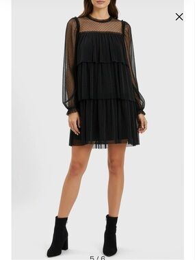 LUSH Long Sleeve Tulle Mini Dress